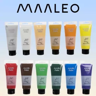 Maaleo 12 darabos, 100 ml-es akrilfesték szett élénk színekkel, tubusokban, művészeknek és hobbistáknak