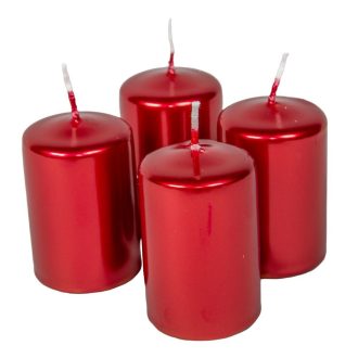 Adventi gyertya metál piros 4db/cs 40x60 mm
