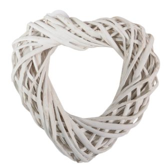 Szív vessző - fehér, nyitott 20 cm