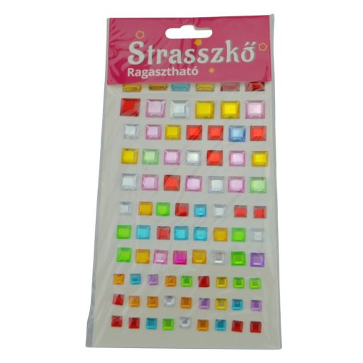 Négyzet strasszkövek vegyes színben és méretben 78db/cs