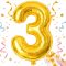 3-as Számú Fólia Lufi – Arany 66 cm
