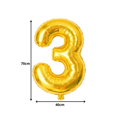 3-as Számú Fólia Lufi – Arany 66 cm