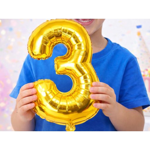 3-as Számú Fólia Lufi – Arany 66 cm