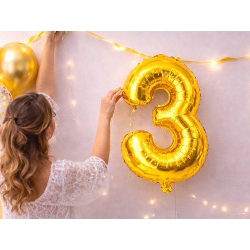 3-as Számú Fólia Lufi – Arany 66 cm