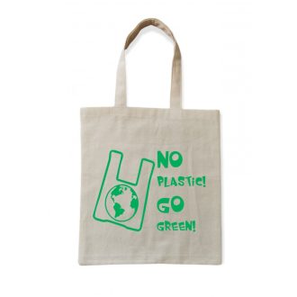 Vászon bevásárló szatyor, No Plastic! Go Green!