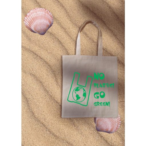 Vászon bevásárló szatyor, No Plastic! Go Green!