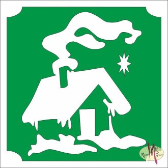 5x5 cm-es Csillám tetoválás sablon - Téli házikó 380