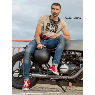 Kereknyakú póló, Motocross mintás, fekete, motoros póló, egyedi nyomtatás,