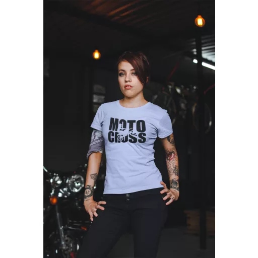 Kereknyakú póló, Motocross mintás, fekete, motoros póló, egyedi nyomtatás,