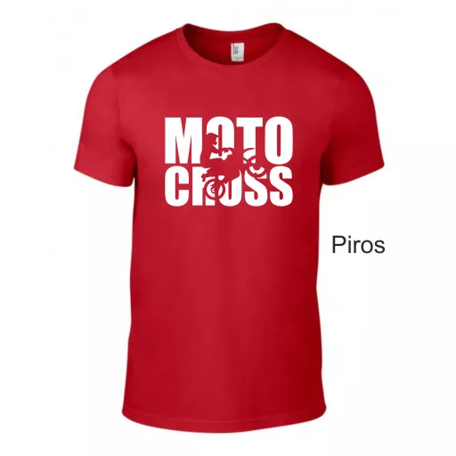 Kereknyakú póló, Motocross mintás, fekete, motoros póló, egyedi nyomtatás,