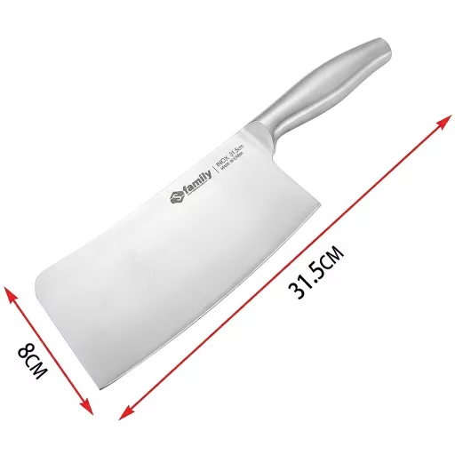 Professzionális rozsdamentes konyhai bárd 31,5 cm hosszúságban, 8 cm széles pengével
