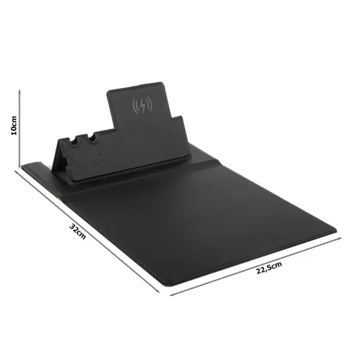 Vezeték nélküli töltős egérpad, Qi indukciós telefon töltő, asztali rendező, tolltartó, minimalista design, irodai kiegészítő, home office