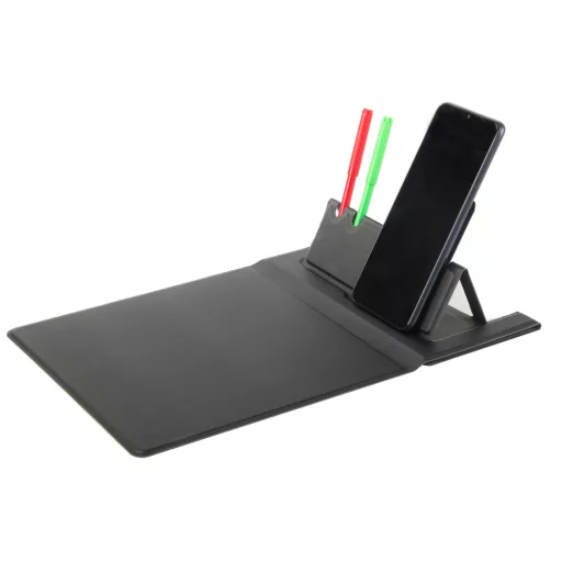 Vezeték nélküli töltős egérpad, Qi indukciós telefon töltő, asztali rendező, tolltartó, minimalista design, irodai kiegészítő, home office
