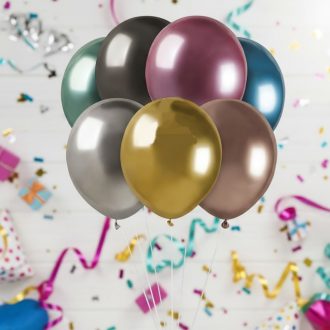 Króm gömb lufi vegyes színek 5 db/cs  25cm