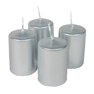 Adventi gyertya metál ezüst 4db/cs 40x60 mm