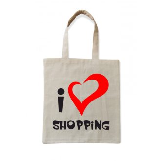 Vászon bevásárló szatyor, I Love Shopping