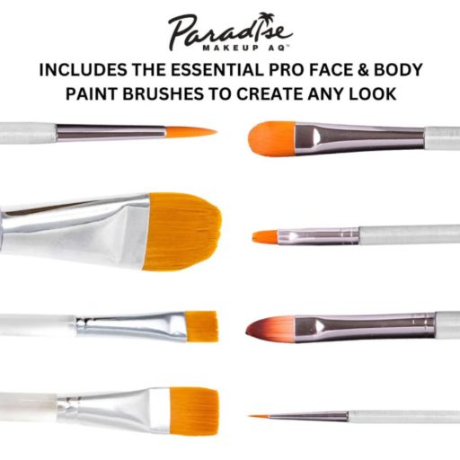 Mehron Paradise AQ ecset készlet 8 ecsettel+tartóval mosóval