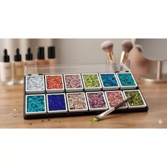 KiviArt 12 színű csillámkrém paletta glitter cream készlet