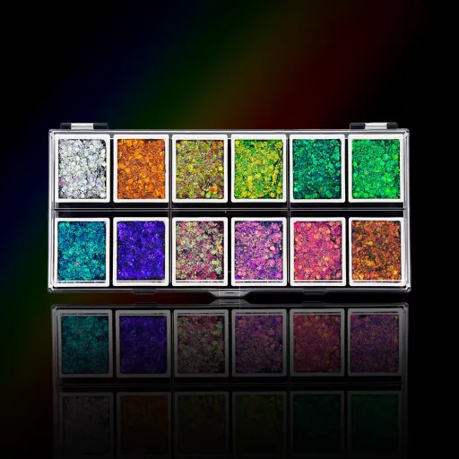 KiviArt 12 színű csillámkrém paletta glitter cream készlet