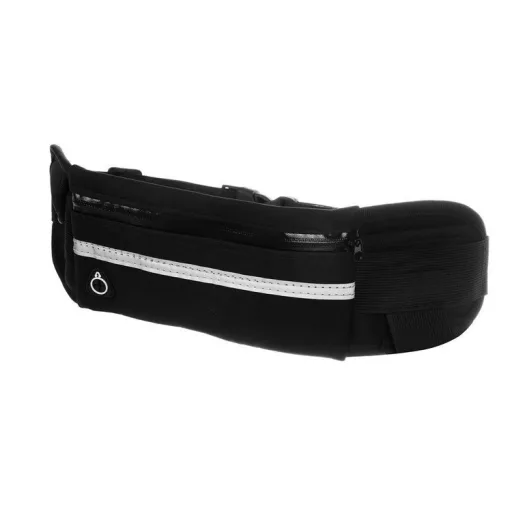 Fekete színű vízálló futóöv, állítható pánttal, telefon és kulcs tárolására sportolás közben