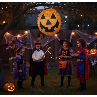 Narancssárga vigyorgó halloweeni tök pinata szülinapi és halloweeni partikhoz