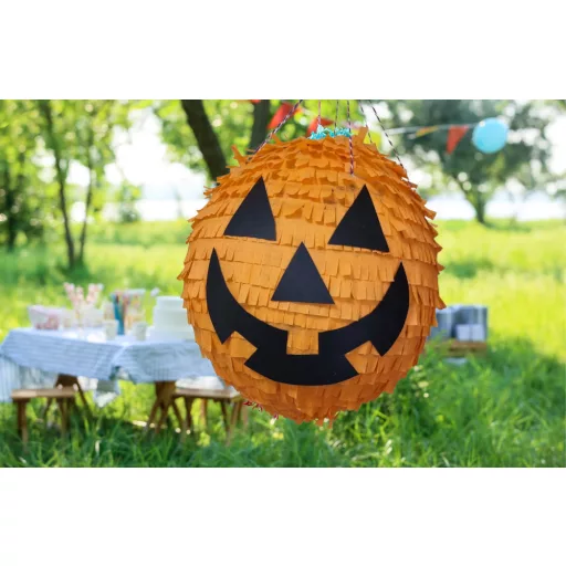 Narancssárga vigyorgó halloweeni tök pinata szülinapi és halloweeni partikhoz