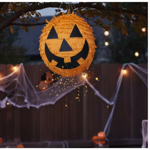 Narancssárga vigyorgó halloweeni tök pinata szülinapi és halloweeni partikhoz