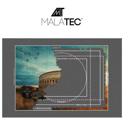 Malatec puzzle szőnyeg tároló alátét 1500 darabos kirakósokhoz, felfújható hengerrel és rögzítő pántokkal