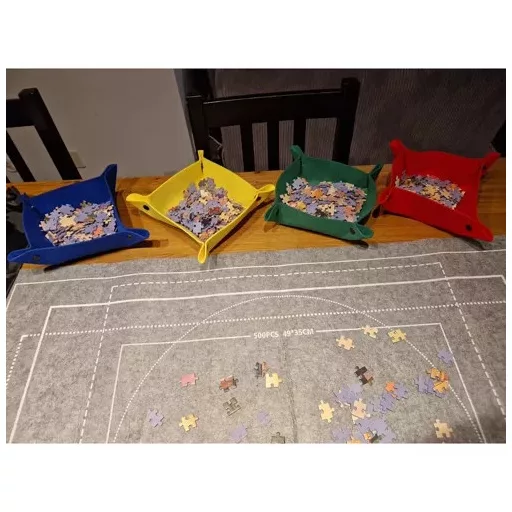 Malatec puzzle szőnyeg tároló alátét 1500 darabos kirakósokhoz, felfújható hengerrel és rögzítő pántokkal