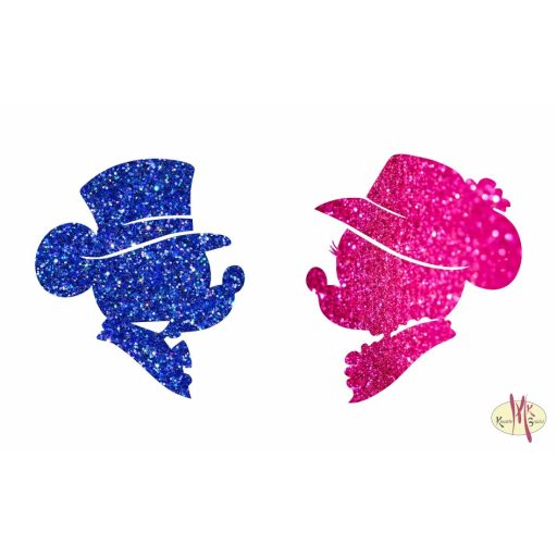 8x5 cm-es Csillámtetoválás sablon - Mickey és Minnie egér 51