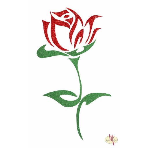 8x5 cm-es Csillámtetoválás sablon - Rózsaszál 79