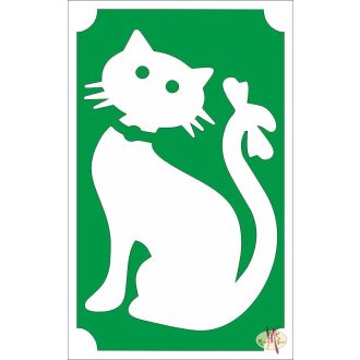 8x5 cm-es Csillámtetoválás sablon - Cica masnival 86