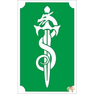 8x5 cm-es Csillámtetoválás sablon - Kard Sárkánnyal 106