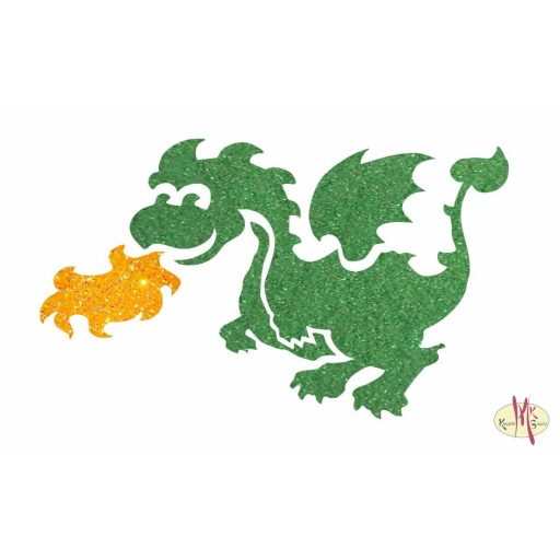 8x5 cm-es csillámtetoválás sablon - Sárkány 114