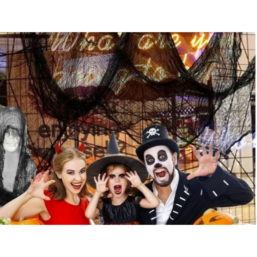 Nagy fekete pókháló halloween dekoráció 2 db/cs