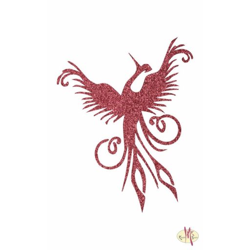 8x5 cm-es Csillámtetoválás sablon - Főnix madár 120