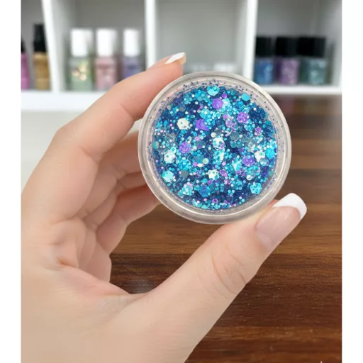 KiviArt Frozen Mixed Chunky Csillám GSL099 - Jégvarázs Kék Glitter Sminkhez