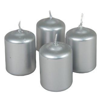 Adventi gyertya metál ezüst 4db/cs 40x60 mm