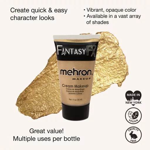 Mehron Fantasy FX Gold (30ml) – Arany metálfényű krémfesték, vízbázisú testfesték