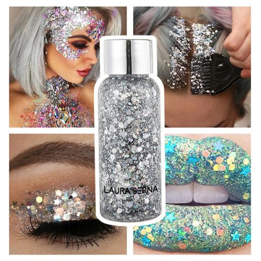 Laura Serna Chunky face and Body glitter gel - Holografikus ezüst