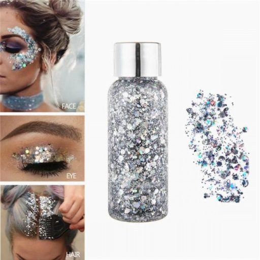 Laura Serna Chunky face and Body glitter gel - Holografikus ezüst