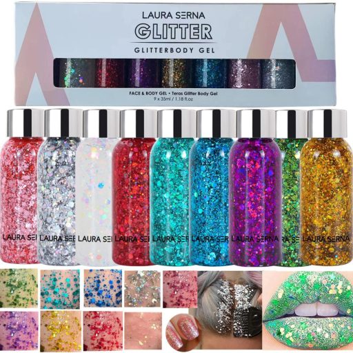 Laura Serna Chunky face and Body glitter gel - Holografikus ezüst