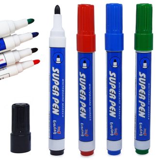 4 darabos táblafelszerelés szett, amely színes táblafilceket  tartalmaz, fehér táblához és whiteboardhoz.