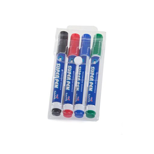 4 darabos táblafelszerelés szett, amely színes táblafilceket  tartalmaz, fehér táblához és whiteboardhoz.