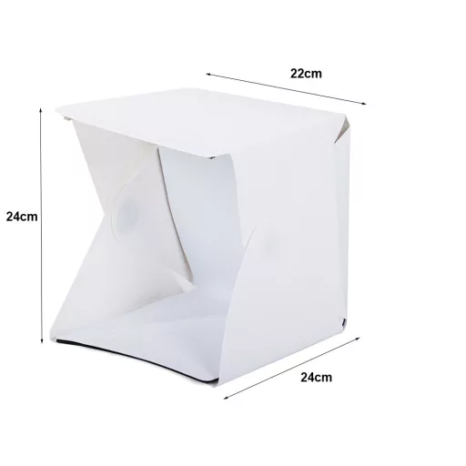 Árnyékmentes Fotósátor 20 LED-del - Mini Studio Termékfotózáshoz (24x22x24 cm)