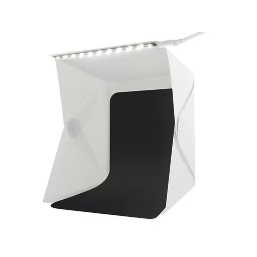 Árnyékmentes Fotósátor 20 LED-del - Mini Studio Termékfotózáshoz (24x22x24 cm)