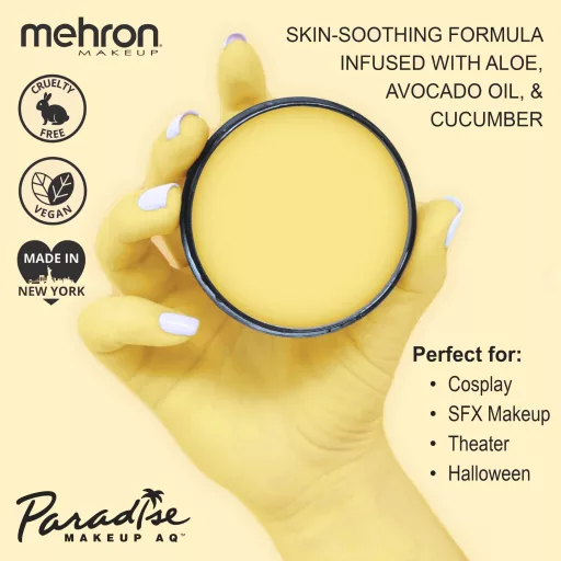Mehron Paradise Makeup AQ Pastel Yellow (40 g) – Pasztell sárga arcfesték, vízbázisú testfesték