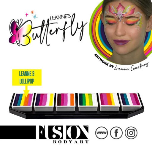 Fusion csíkos arcfesték paletta – Leanne's BUTTERFLY 