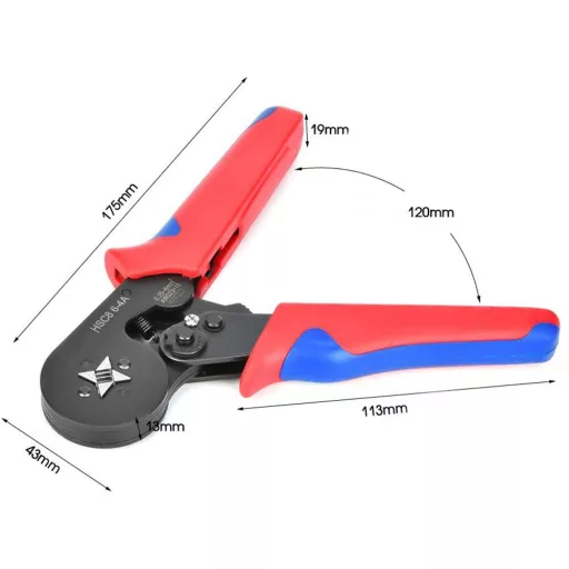 Krimpelő kábelhüvely prés, 0,25-10 mm-es tartományban, precíz elektromos csatlakozásokhoz