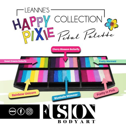Fusion csíkos arcfesték paletta – Leanne's Happy Pixie - Szirompaletta
